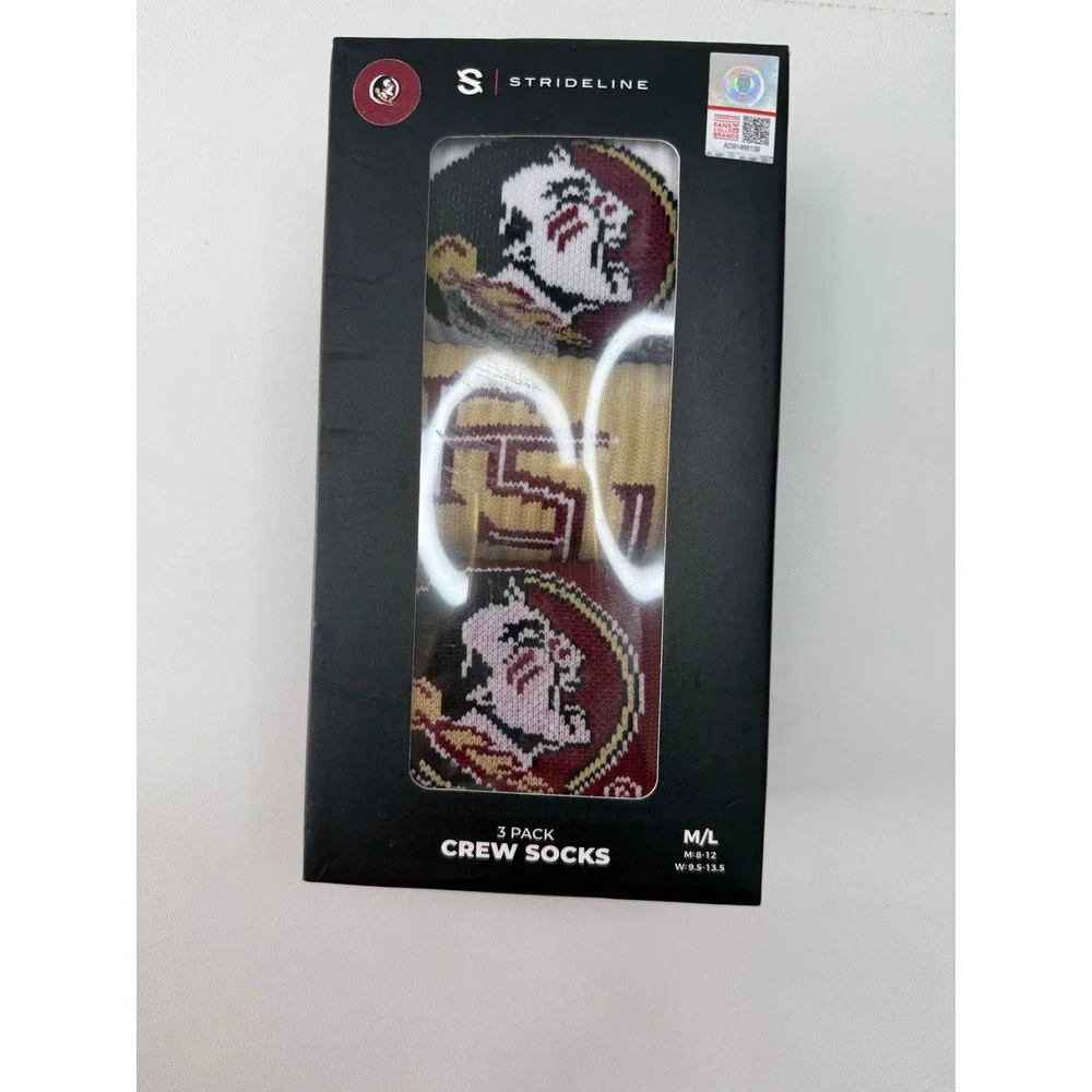 Strideline FSU Florida State University Seminoles Crew Socks 3 Pack M/L NEW